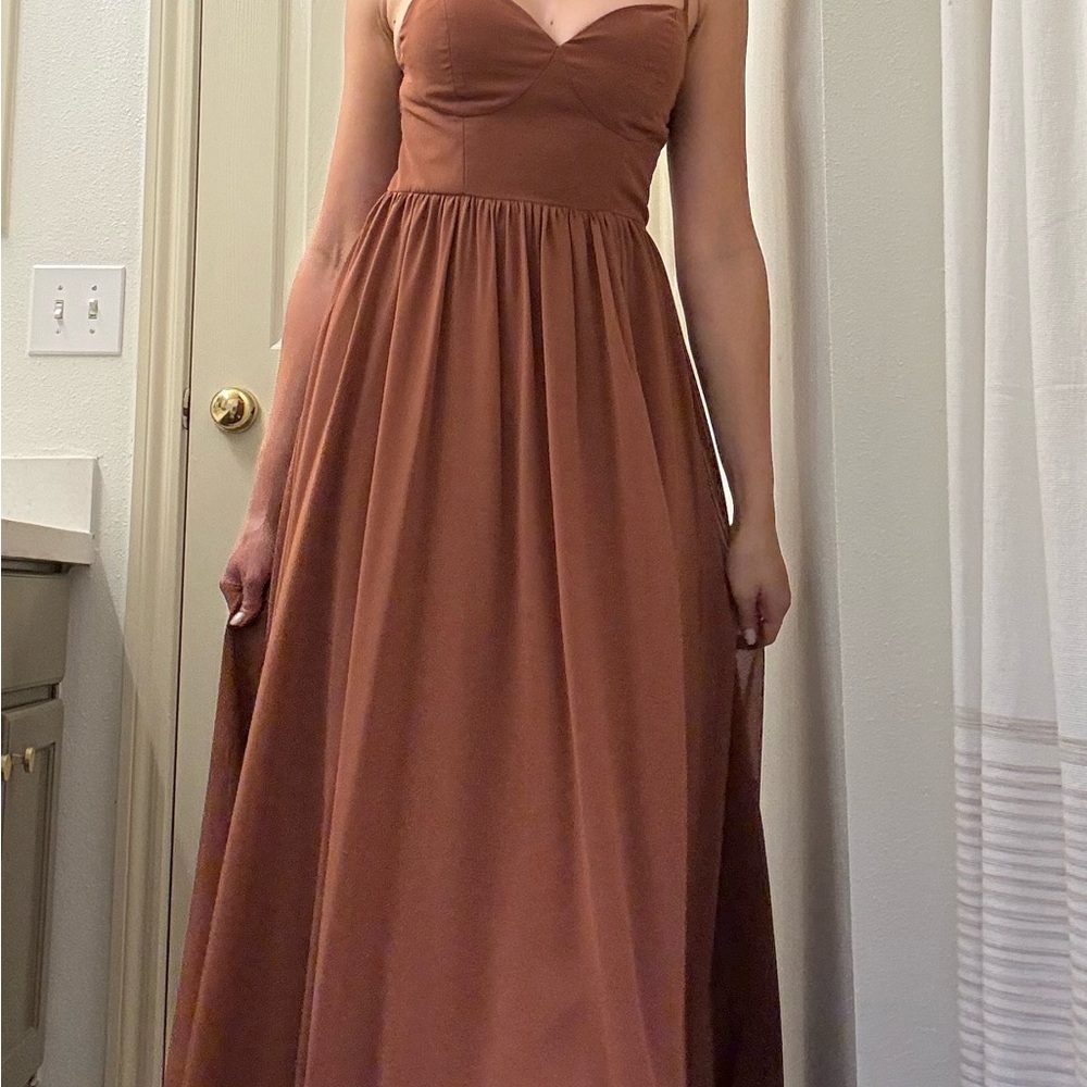 Revelry Cinnamon Rose Bowie Chiffon Dress